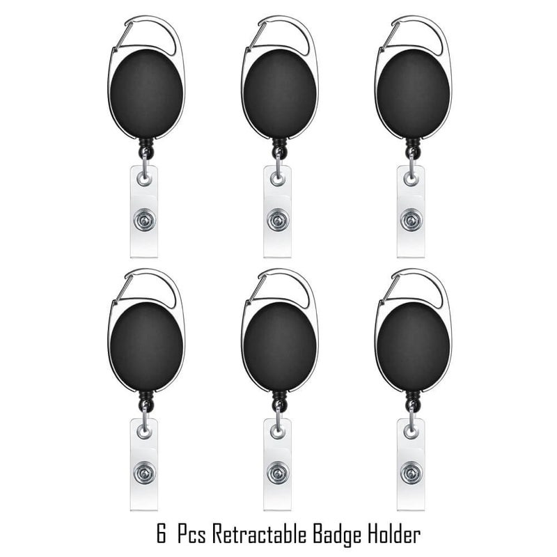 selizo 6pcs Retractable Badge Holders with Carabiner Reel Clip - Image 2